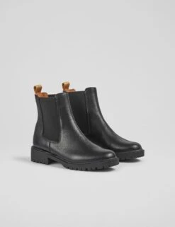 Leather Chelsea Cleated Low Heel Ankle Boots -Cyberjammies Store leather chelsea cleated low heel ankle boots 6