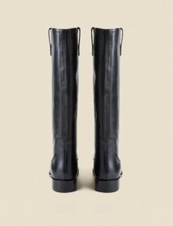 Square Toe Flat Leather Boots -Cyberjammies Store leather flat square toe riding boots 2