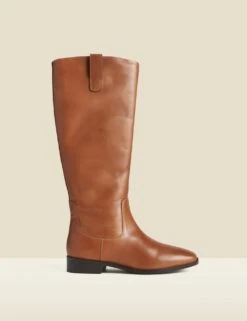 Square Toe Flat Leather Boots -Cyberjammies Store leather flat square toe riding boots 7