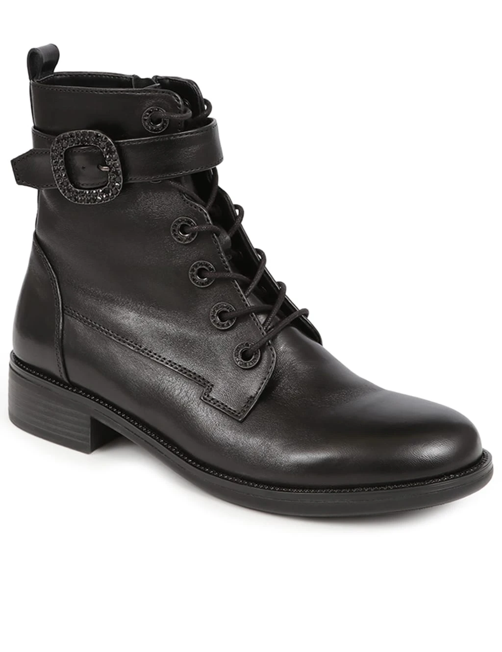 Jones Bootmaker Leather Lace Up Buckle Flat Ankle Boots 9 Jones Bootmaker Leather Lace Up Buckle Flat Ankle Boots - Image 9