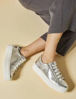 Jones Bootmaker Leather Lace Up Flatform Trainers -Cyberjammies Store leather lace up flatform trainers 11