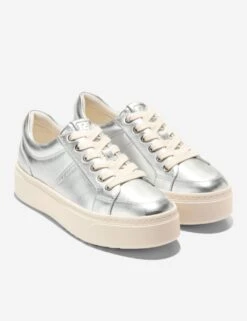 Cole Haan Leather Lace Up Metallic Platform Trainers -Cyberjammies Store leather lace up metallic platform trainers 9