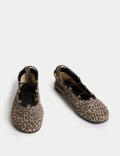 Leather Leopard Print Strappy Flat Pumps -Cyberjammies Store leather leopard print strappy flat pumps 5