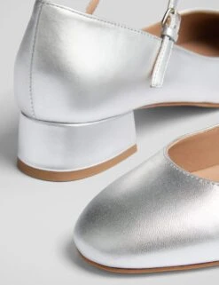 Leather Metallic Block Heel Mary Jane Pumps -Cyberjammies Store leather metallic block heel mary jane pumps 6