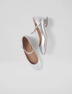 Leather Metallic Block Heel Mary Jane Pumps -Cyberjammies Store leather metallic block heel mary jane pumps 7