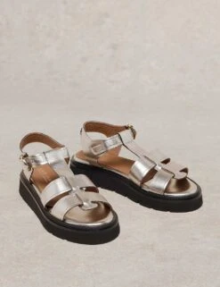 WHITE STUFF Leather Metallic Platform Sandals -Cyberjammies Store leather metallic platform sandals 4