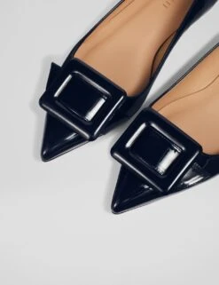 Leather Patent Buckle Flat Pointed Pumps -Cyberjammies Store leather patent buckle flat pointed pumps 4