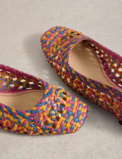 WHITE STUFF Leather Woven Colour Block Ballet Pumps -Cyberjammies Store leather woven colour block ballet pumps 5