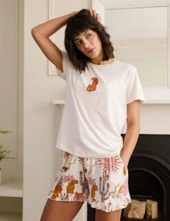 Leopard Desert Print Frill Hem Shortie Set -Cyberjammies Store leopard desert print frill hem shortie set 9