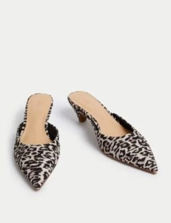 Leopard Print Slip On Kitten Heel Mules -Cyberjammies Store leopard print slip on kitten heel mules 5
