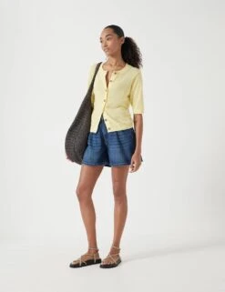 Linen Blend Crew Neck Button Through Cardigan -Cyberjammies Store linen blend crew neck button through cardigan 6