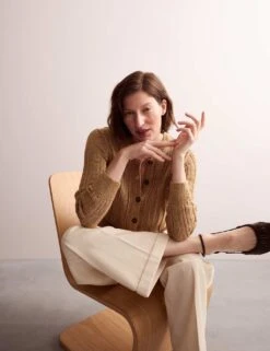 Jaeger Linen Blend Open Knit Button Front Cardigan -Cyberjammies Store linen blend open knit button front cardigan 12