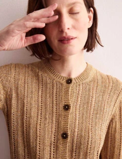 Jaeger Linen Blend Open Knit Button Front Cardigan -Cyberjammies Store linen blend open knit button front cardigan 16