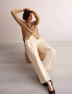 Jaeger Linen Blend Open Knit Button Front Cardigan -Cyberjammies Store linen blend open knit button front cardigan 17