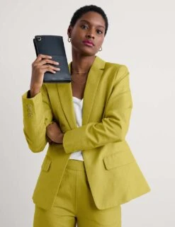 Linen Blend Tailored Single Breasted Blazer -Cyberjammies Store linen blend tailored single breasted blazer 12