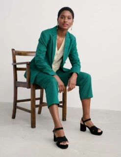 Linen Blend Tailored Single Breasted Blazer -Cyberjammies Store linen blend tailored single breasted blazer 7