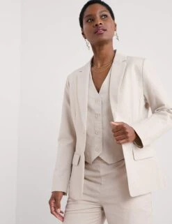 Linen Blend Tailored Single Breasted Blazer -Cyberjammies Store linen blend tailored single breasted blazer 8