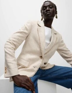 Linen Rich Melange Frayed Edge Blazer -Cyberjammies Store linen rich melange frayed edge blazer 6