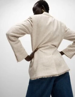 Linen Rich Melange Frayed Edge Blazer -Cyberjammies Store linen rich melange frayed edge blazer 7