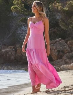 Linen Rich V-Neck Maxi Tiered Dress 22 Linen Rich V-Neck Maxi Tiered Dress -Cyberjammies Store linen rich v neck maxi tiered dress 10