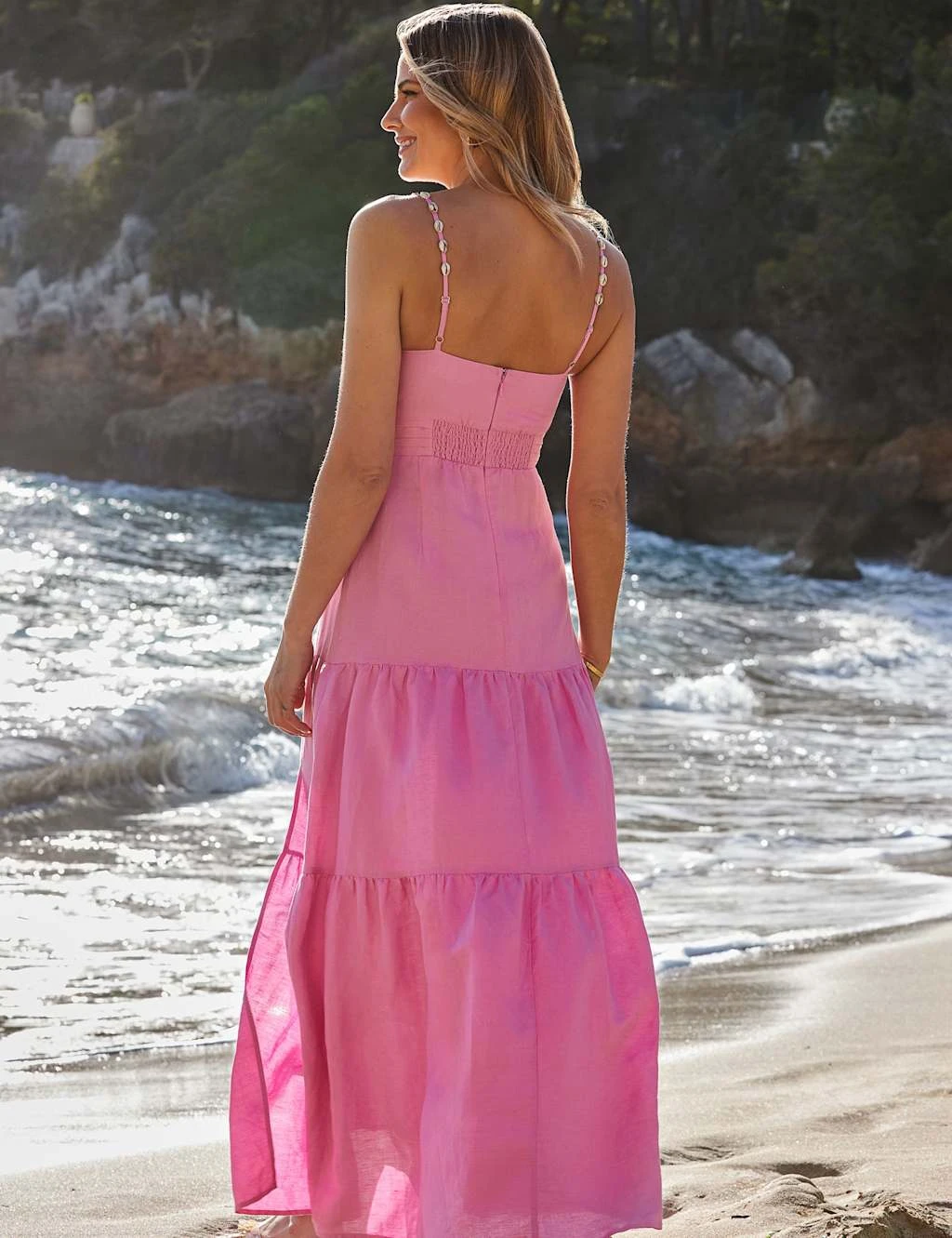 Linen Rich V-Neck Maxi Tiered Dress 9 Linen Rich V-Neck Maxi Tiered Dress - Image 9