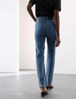 Lyocell™ Blend High Waisted Straight Leg Jeans -Cyberjammies Store lyocell blend high waisted straight leg jeans 11