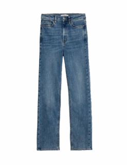 Lyocell™ Blend High Waisted Straight Leg Jeans -Cyberjammies Store lyocell blend high waisted straight leg jeans