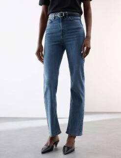Lyocell™ Blend High Waisted Straight Leg Jeans -Cyberjammies Store lyocell blend high waisted straight leg jeans 7