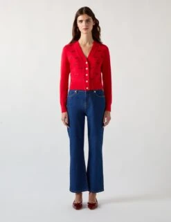 Merino Wool Blend Embroidered Lips Cardigan -Cyberjammies Store merino wool blend embroidered lips cardigan 4