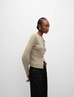 Metallic Crew Neck Slim Fit Cardigan -Cyberjammies Store metallic crew neck slim fit cardigan 10