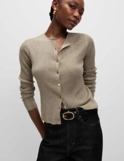 Metallic Crew Neck Slim Fit Cardigan -Cyberjammies Store metallic crew neck slim fit cardigan 12