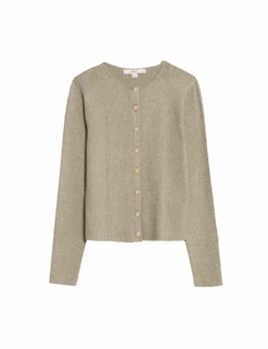 Metallic Crew Neck Slim Fit Cardigan -Cyberjammies Store metallic crew neck slim fit cardigan