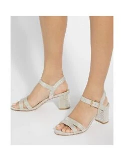Dune London Metallic Strappy Block Heel Sandals -Cyberjammies Store metallic strappy block heel sandals 6