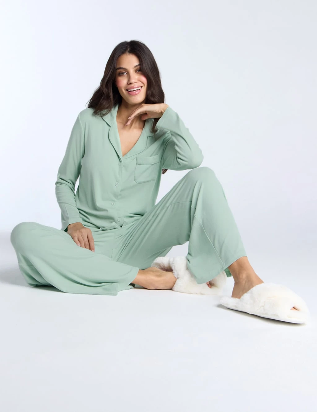 Modal Ribbed Wide Leg Pyjama Bottoms 7 Modal Ribbed Wide Leg Pyjama Bottoms - Image 7