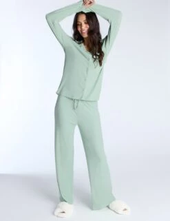 Modal Ribbed Wide Leg Pyjama Bottoms 18 Modal Ribbed Wide Leg Pyjama Bottoms -Cyberjammies Store modal ribbed wide leg pyjama bottoms 8