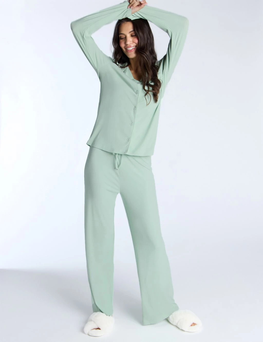 Modal Ribbed Wide Leg Pyjama Bottoms 9 Modal Ribbed Wide Leg Pyjama Bottoms - Image 9