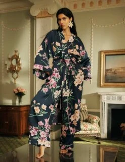 The Floral Print Wrap -Cyberjammies Store overboard floral print satin wrap 1