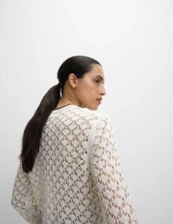 Pointelle Crew Neck Tipped Detail Button Front Cardigan -Cyberjammies Store pointelle crew neck tipped detail button front cardigan 8