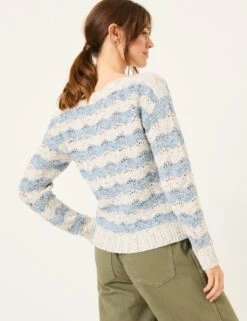 Pointelle Striped Slash Neck Jumper -Cyberjammies Store pointelle striped slash neck jumper 8