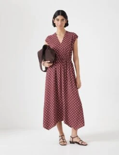Geometric Print Maxi Waisted Relaxed Dress -Cyberjammies Store polka dot maxi waisted relaxed dress with wool 3