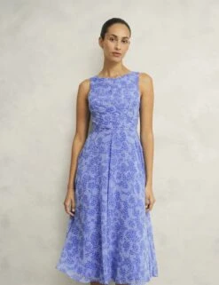 Printed Round Neck Midi Skater Dress -Cyberjammies Store printed round neck midi skater dress 16