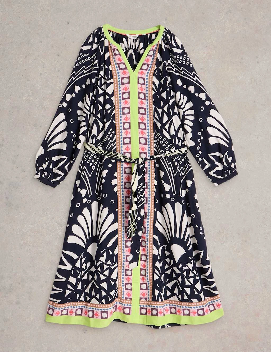 WHITE STUFF Printed V-Neck Midi Kaftan Dress 7 WHITE STUFF Printed V-Neck Midi Kaftan Dress - Image 7