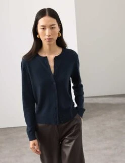 Pure Cashmere Crew Neck Relaxed Cardigan -Cyberjammies Store pure cashmere crew neck relaxed cardigan 15