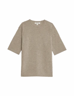 Pure Cashmere Textured Crew Neck Knitted Top -Cyberjammies Store pure cashmere textured crew neck knitted top