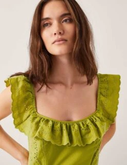 MONSOON Pure Cotton Broderie Square Neck Tiered Dress -Cyberjammies Store pure cotton broderie square neck tiered dress 4