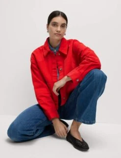 Pure Cotton Cropped Denim Shacket -Cyberjammies Store pure cotton cropped denim shacket 11