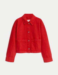 Pure Cotton Cropped Denim Shacket -Cyberjammies Store pure cotton cropped denim shacket 13