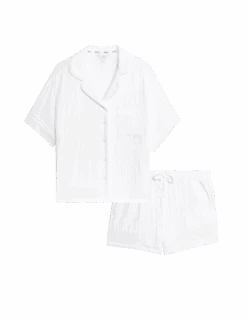 Pure Cotton Dobby Muslin Shortie Set -Cyberjammies Store pure cotton dobby muslin shortie set