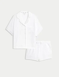 Pure Cotton Dobby Muslin Shortie Set -Cyberjammies Store pure cotton dobby muslin shortie set 5