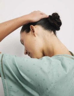 Pure Cotton Dobby Tie Front Pyjama Top -Cyberjammies Store pure cotton dobby tie front pyjama top 7